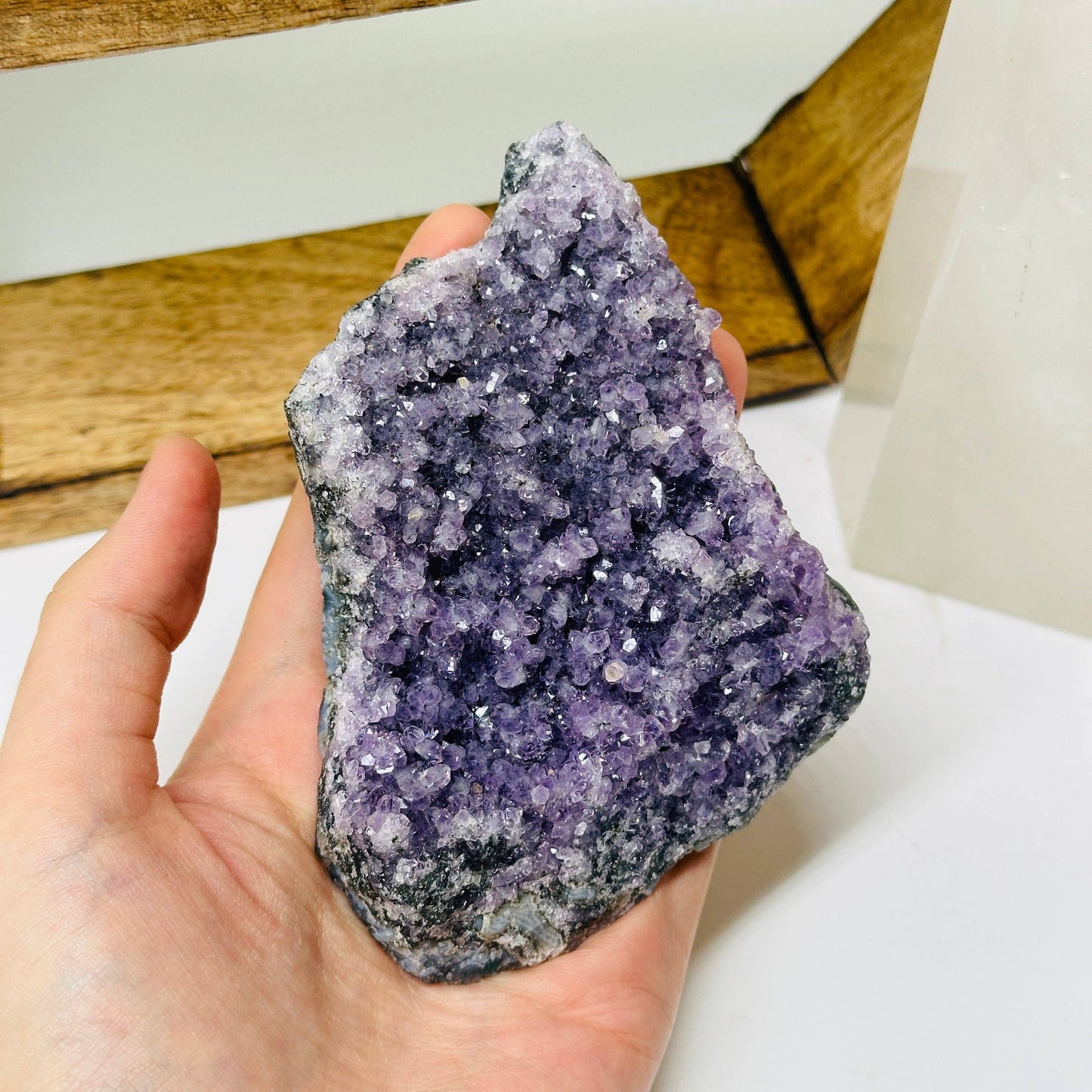 Amethyst Crystal Cluster with Calcite Specimen