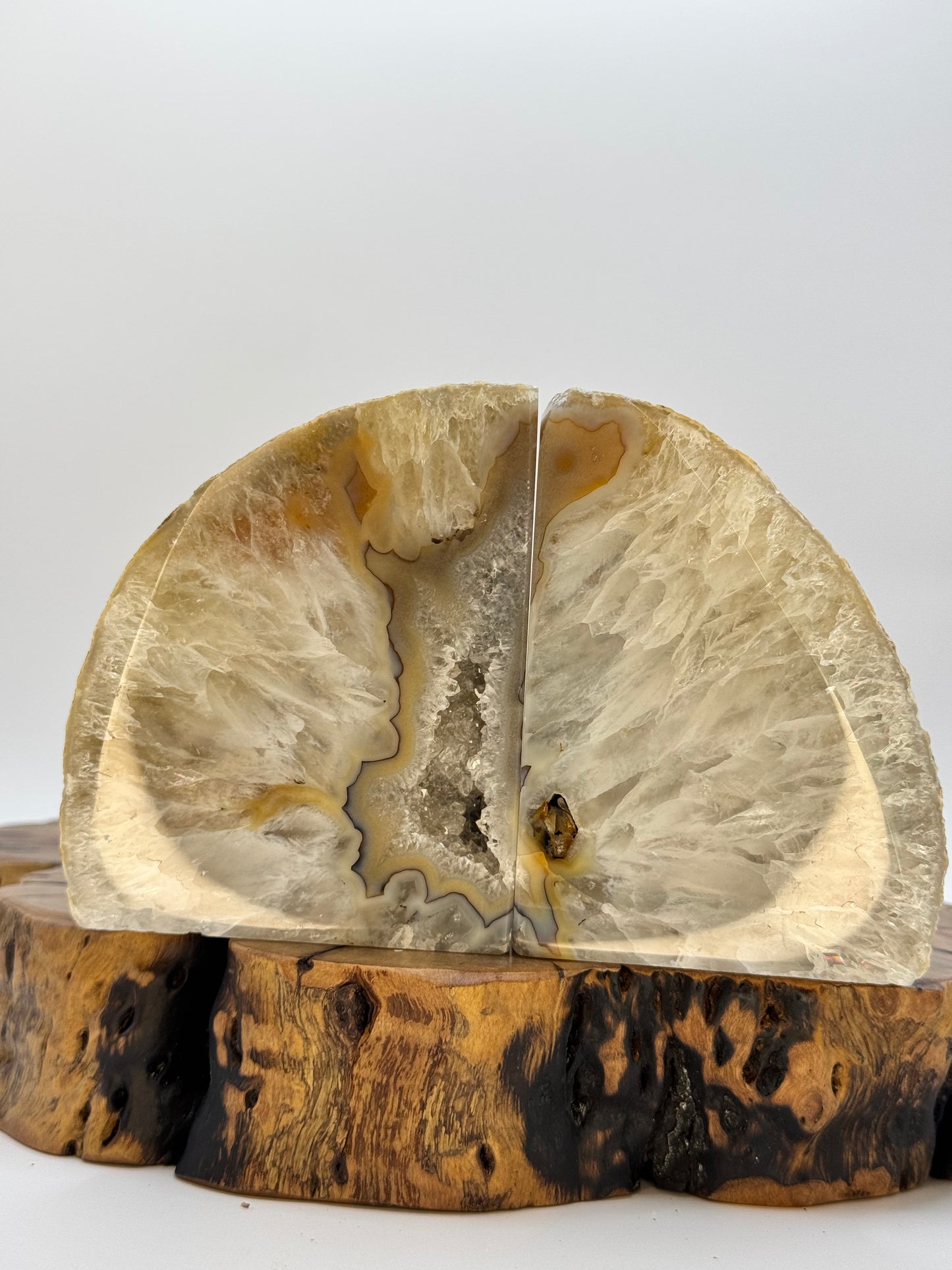 Brazilian Agate Bookends with Druzy