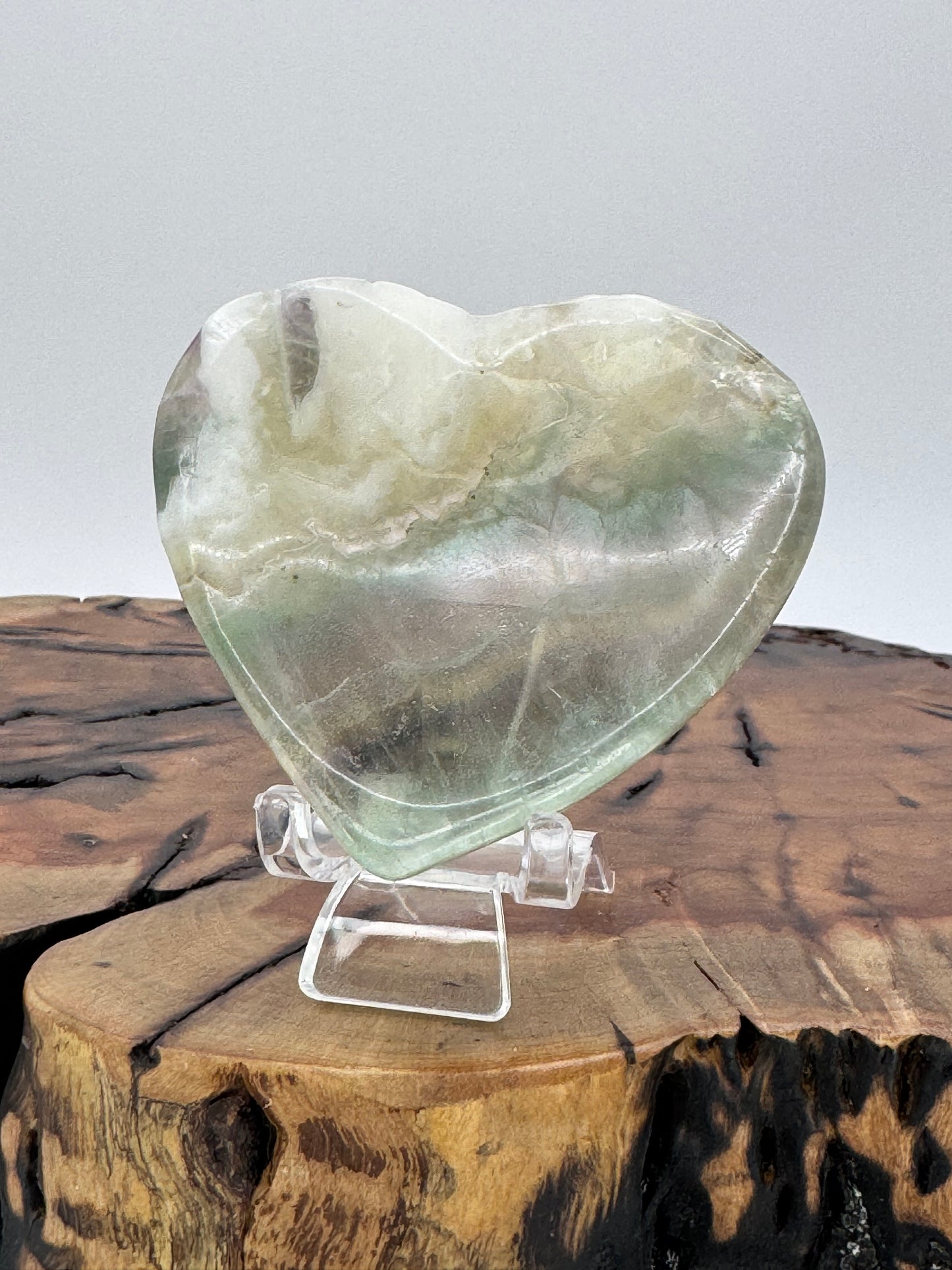Fluorite Heart Shaped Bowl 2.5" UV Reactive