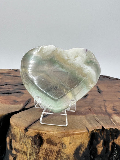 Fluorite Heart Shaped Bowl 2.5" UV Reactive
