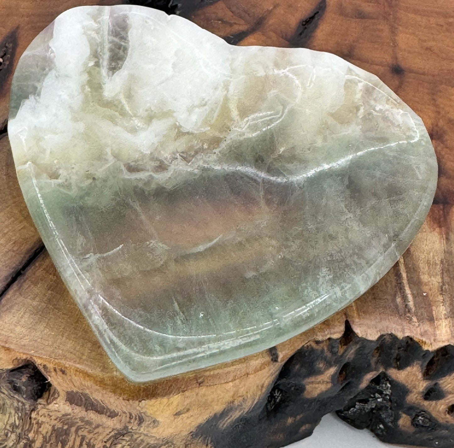 Fluorite Heart Shaped Bowl 2.5" UV Reactive