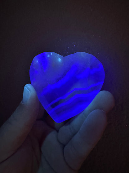 Fluorite Heart Shaped Bowl 2.5" UV Reactive