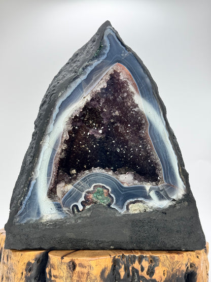 Amethyst Cathedral with Agate Banding and Calcite 8.75"