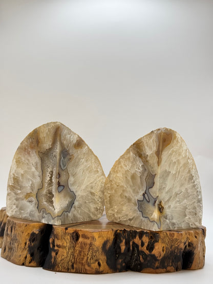 Brazilian Agate Bookends with Druzy
