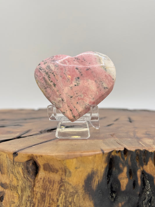 Rhodonite Heart.  UV Reactive
