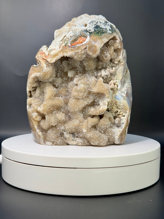 Brazilan Agate Covered in Sugar and Druzy