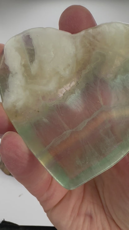 Fluorite Heart Shaped Bowl 2.5" UV Reactive
